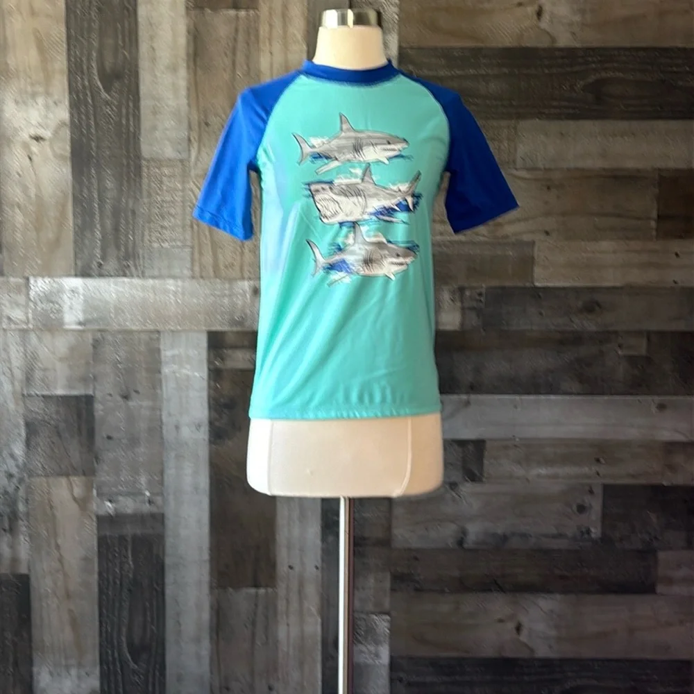 The Children’s Place shark rashguard boys XLarge tropical beach pool party swim